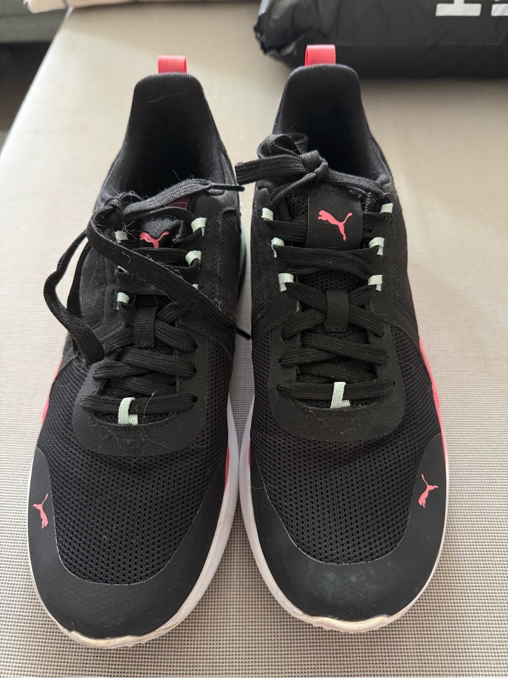 Puma Black Sneakers with Pink and Mint Highlights
